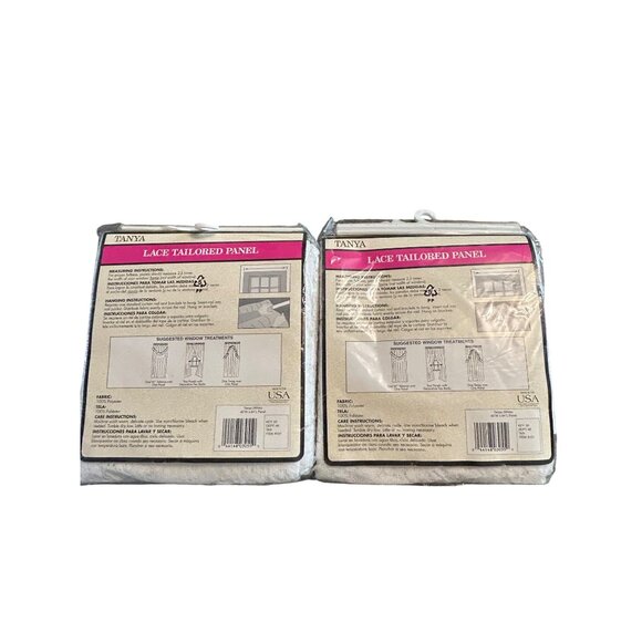 Tanya Lace Tailored Panel White 40" W X 84" L Polyester Window Curtain Set Of 2 - Picture 2 of 3